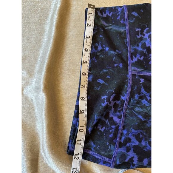 LULULEMON Wunder Under Crop Leggings Full-On Luon Purple Iris Floral Black Sz 4 - Picture 8 of 11